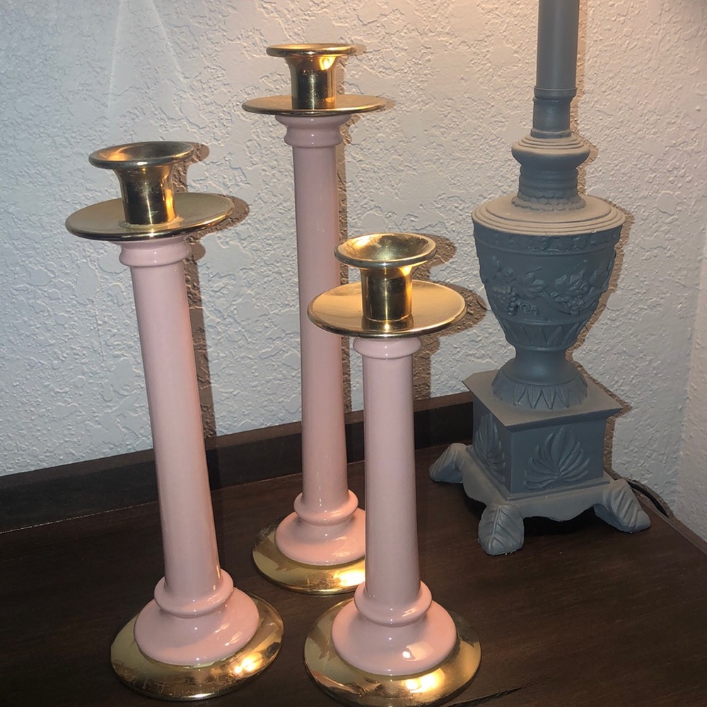 Candle sticks! Gold with pink